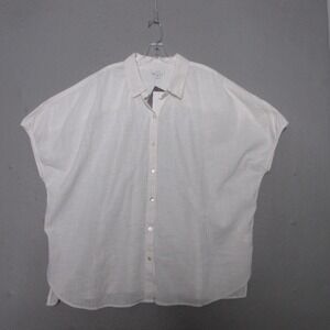 J Jill Pure‎ Jill Top Tunic XL Tall White Lagenlook Cotton Coastal Relaxed NWT